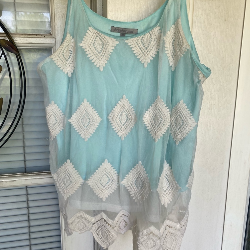 Charlotte Russe EUC Tiffany blue green tank top medium